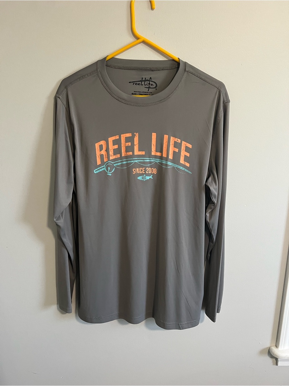 Reel Life Men's DRI-Fit Gray Long-Sleeve Performance Tee